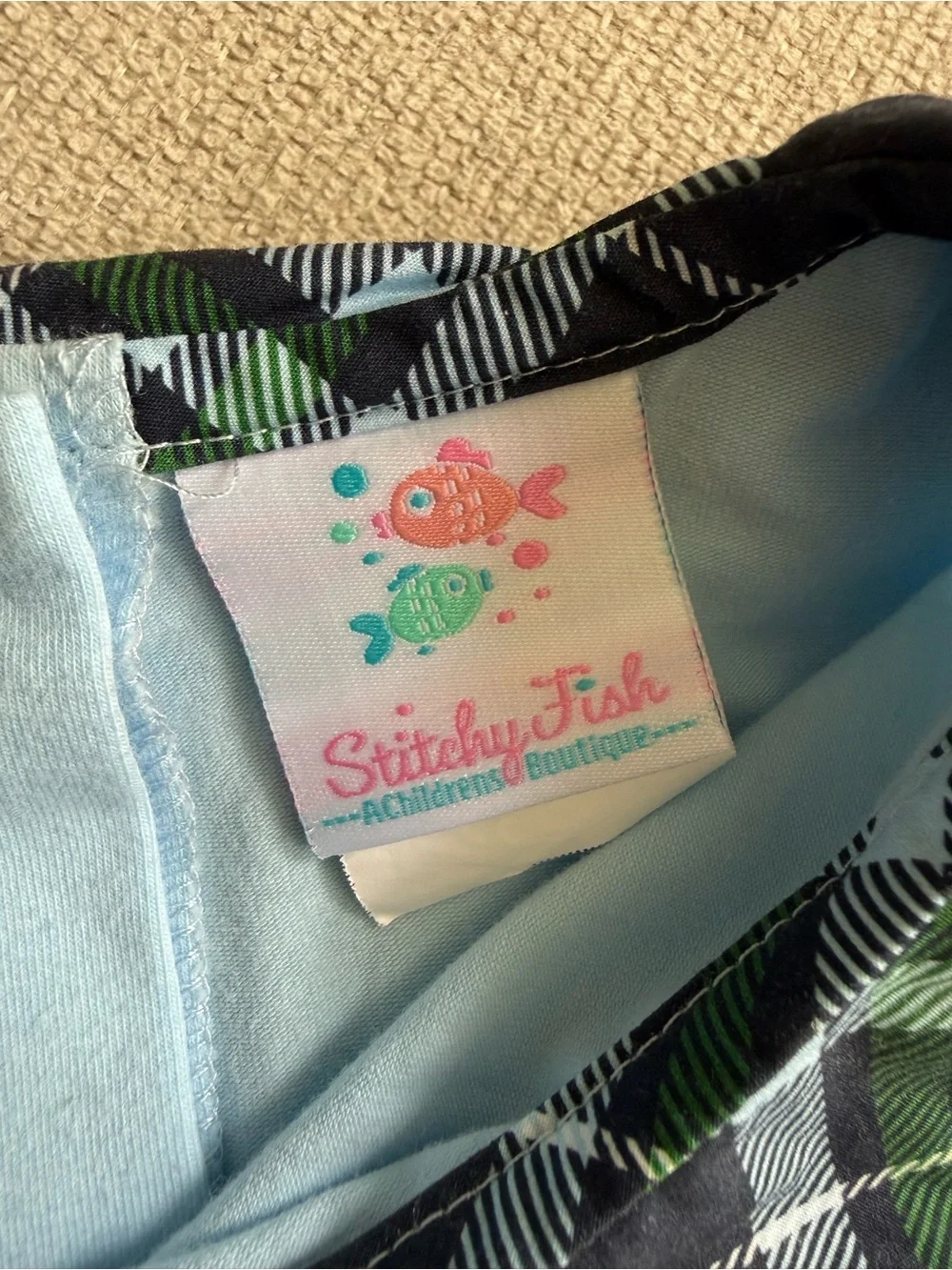 Stitchy Fish Boys 2T 2pc Light Blue Long Sleeve Plaid Shirt & Pants Set